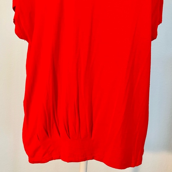 Cable & Gauge Boho Red Pleated Hem Loose Dolman Short Sleeve Jersey Knit Tee - Picture 2 of 8